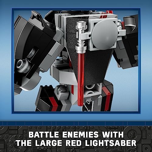 Rear view of the 75368 LEGO mech demonstrating the lightsaber storage clip feature