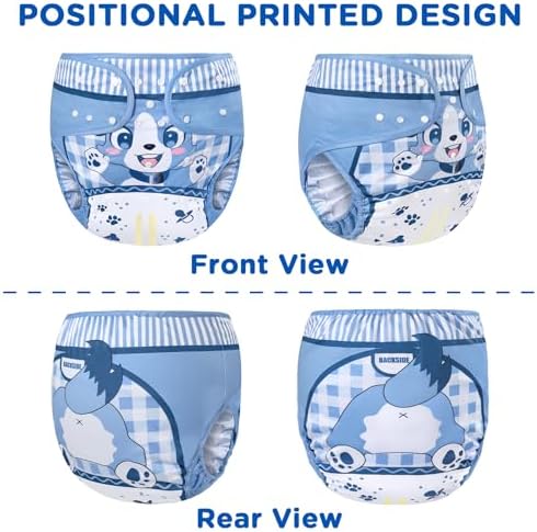 Close up of puppy pattern on LittleForBig adult diaper cover