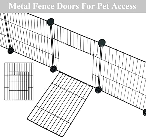 LANGXUN DIY Small Animal Playpen, Pet Playpen with Door and Waterproof Mat, Rabbit Guinea Pig Cages, Puppy Kitten Playpen | Indoor & Outdoor Portable Metal Wire Yard Fence, 12pcs Metal Pet Panels - Image 5