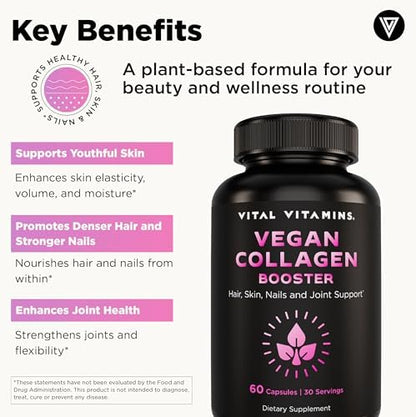 Vital Vitamins plant-based collagen booster bottle design