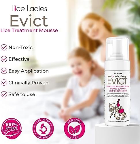 Lice Ladies EVICT enzyme formula dissolving nit glue for easy combing.