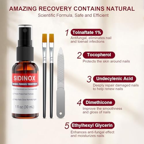 Sidinox 5 pack liquid antifungal treatment for damaged nail recovery