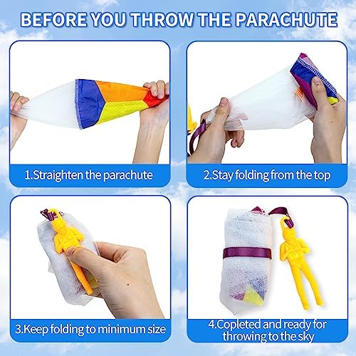 Step-by-step visual demonstration of folding and tossing the outdoor flying toy