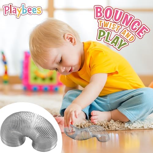 Playbees pocket sized sensory fidget spring toy held by an adult for stress relief