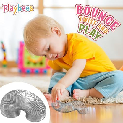 Playbees pocket sized sensory fidget spring toy held by an adult for stress relief