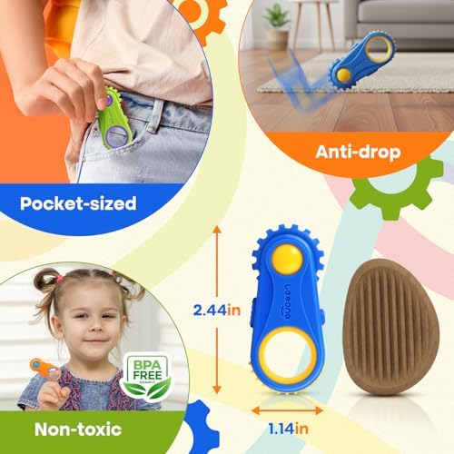 LESONG quiet low-friction sensory gadget being held to show the pocket-sized portable dimensions.