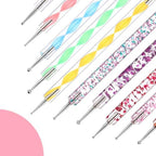 Collection of acrylic nail dotting tools in various colors