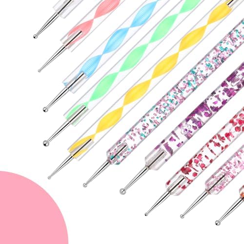 Collection of acrylic nail dotting tools in various colors