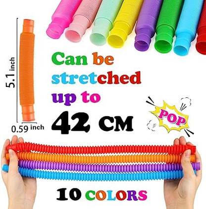Siwarm flexible fidget pipes connected together to form creative shapes and letters for educational play
