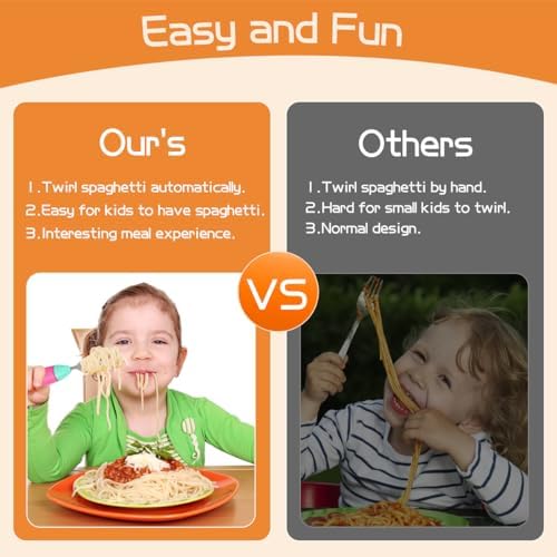 Side view of automatic twirling fork for children