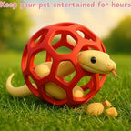 Homedy Crafts small ball python climbing on red plastic jungle gym toy