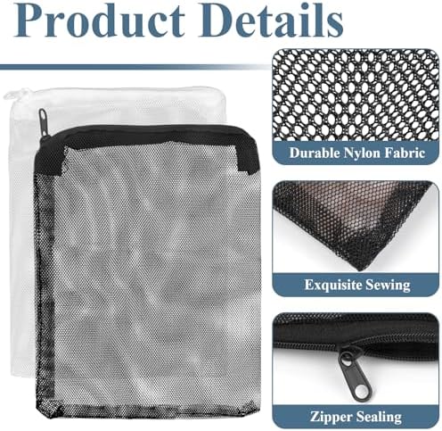 Size demonstration of the 7.8 by 5.9 inch fish tank media bag next to ceramic rings.