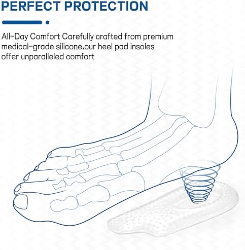 Benayo self adhesive heel pads being placed inside a shoe to demonstrate universal fit and usability.