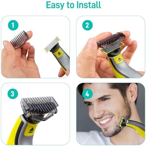 Durable polymer guide combs being rinsed under running bathroom tap water to demonstrate easy cleanup.
