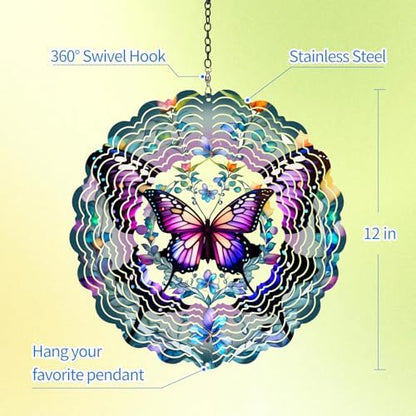 3D kinetic effect of butterfly garden wind spinner rotating