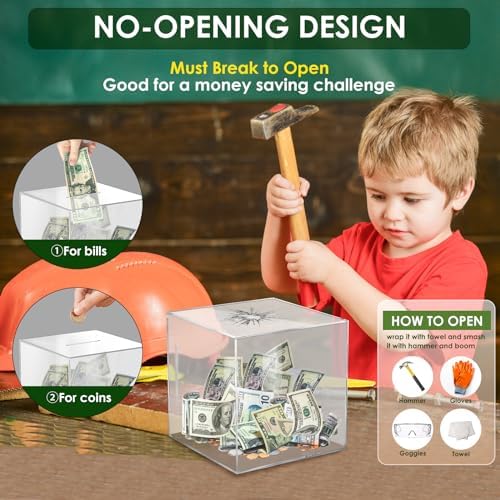 Vcertcpl money saving box for cash showing currency slot details.