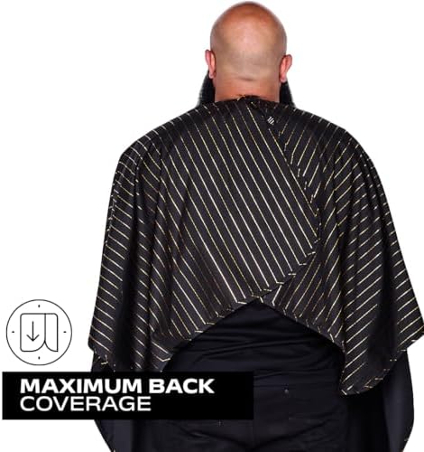 Authentic Barber Strong salon cape featuring hands free arm slits for client comfort