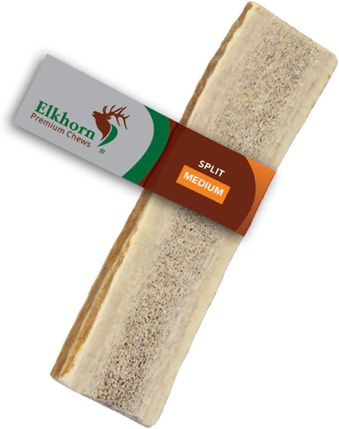 Durable dental care elk antler bone demonstrating the length between six to ten inches