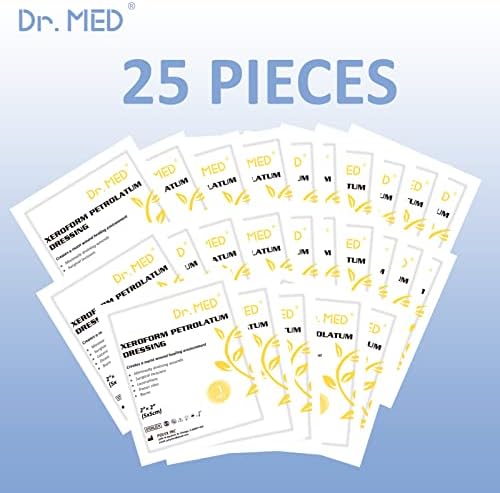Dr. Med sterile non-adherent dressing pack opened to display the moist yellow gauze patch.