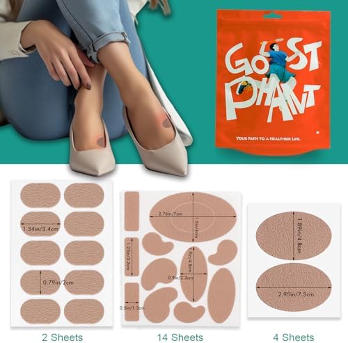 Comparison of different moleskin shapes including kidney and oval designs for feet.