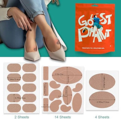 Comparison of different moleskin shapes including kidney and oval designs for feet.