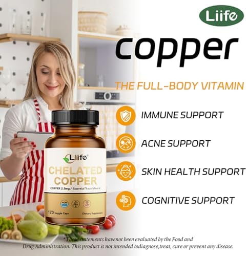 Liife Albion Chelated Copper authentic wellness supplement bottle angled shot