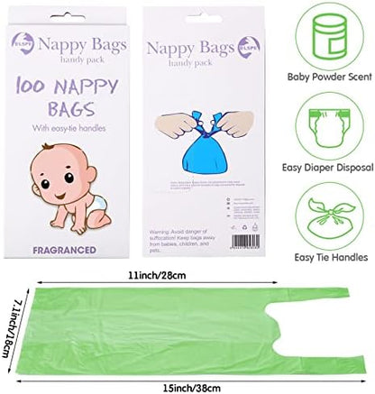 Sinmoe green diaper sacks with tie handles showcasing odor control feature