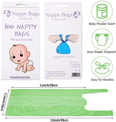 Sinmoe green diaper sacks with tie handles showcasing odor control feature
