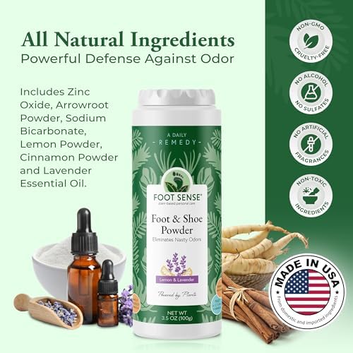 Foot Sense plant-based shoe deodorizer for long-lasting freshness