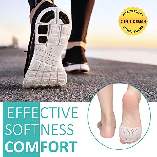 Side view of JUMPOW Gel Toe Separators illustrating the 2-in-1 bunion corrector function.
