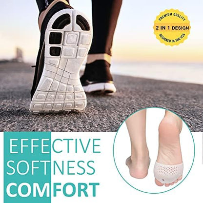 Side view of JUMPOW Gel Toe Separators illustrating the 2-in-1 bunion corrector function.