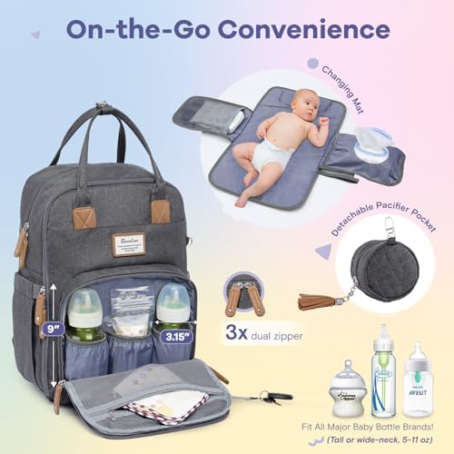 RUVALINO neutral baby changing bag featuring portable changing mat