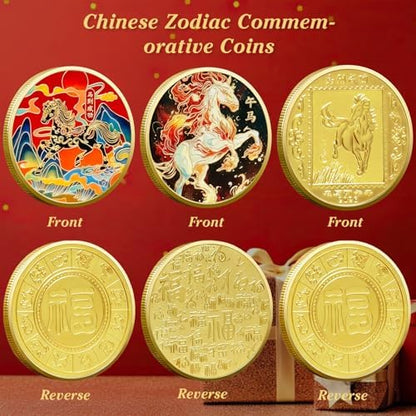 LAIAMER gold-plated vacuum electroplated zodiac coins arranged as a festive gift set