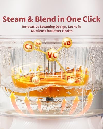 Close-up of the premium stainless steel blades slicing through soft ingredients inside the baby food maker