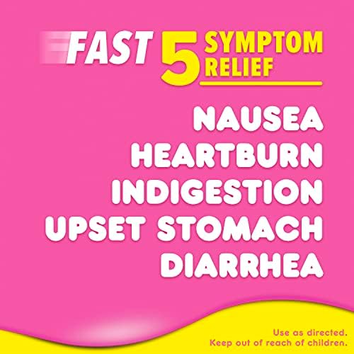 Pepto-Bismol liquid label showing symptoms relieved