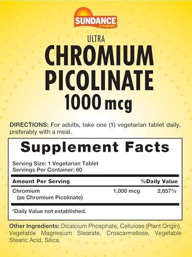 Sundance Chromium Picolinate dietary supplement for glucose metabolism showing secure safety seal and product batch information.