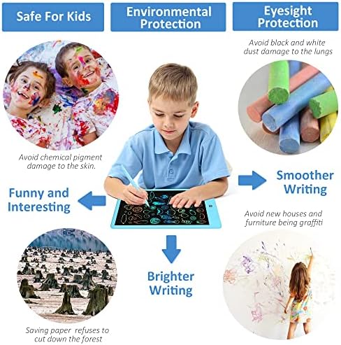 LCD Writing Tablet Drawing Tablets for Kids 10Inch with Protect Bag,LEYAOYAO Colorful Screen Drawing Board Doodle Scribbler Pad Learning Educational Toy - Gift for 3-6 Years Old Boy Girl (Blue) - Image 6