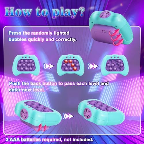 Close up of the high quality silicone buttons on the electronic quick pop stress reliever game.