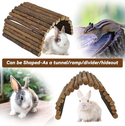 kathson Rabbit Wooden Bridge(20.0 x 11.8 inches),Guinea Pig Wood Tunnel Large Bunny Ladders Small Animal Flexible Hideout for Hamster Chinchillas Guinea Pig Hedgehog and Other Rodents - Image 6