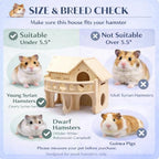Improved Safety Large Balcony Small & Cute Wooden Hamster House with Large Balcony - Double-Decker Forest-Style Hut for Dwarf Hamsters, Mice, Gerbils, Rats & Small Pets (Compact Size Only) - Image 6