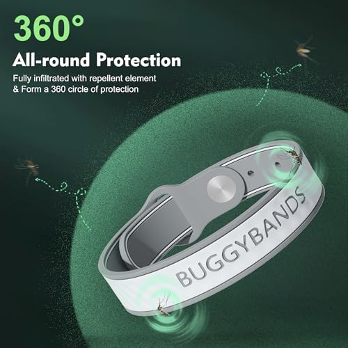 Close up of BuggyBands silicone mosquito wristband texture