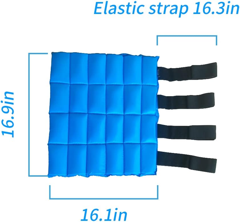 Blue horse leg ice boots displaying dual sided sponge insulation