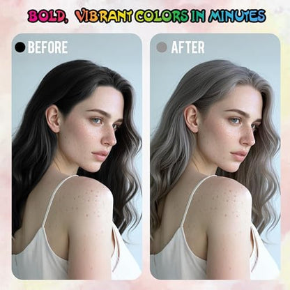 Gentle formula temporary grey hair color spray for adults party and costume makeup.