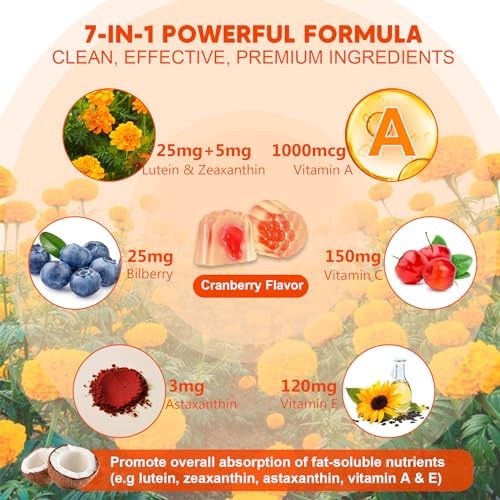 Close up of Neviss lutein and zeaxanthin gummy supplement