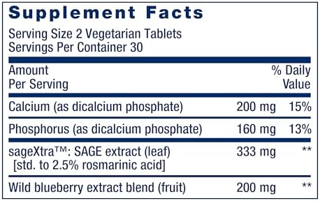 Life Extension Cognitex Elite Pregnenolone ingredients list panel