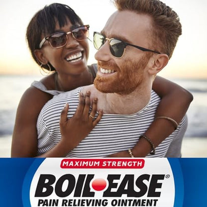 Boil Ease packaging showing maximum strength local anesthetic formula details