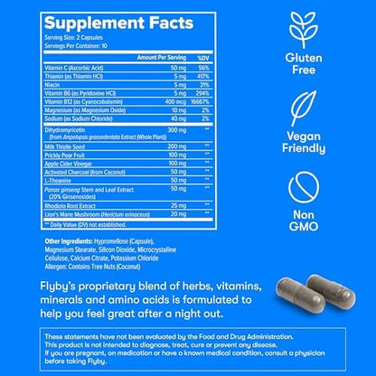 Flyby milk thistle and activated charcoal wellness supplement presentation