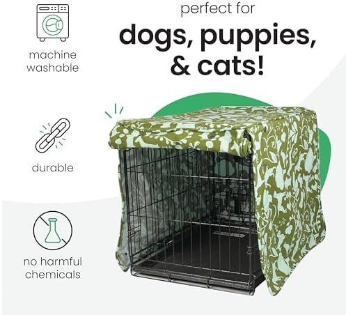 Molly Mutt Amarillo by Morning washable canvas dog crate cover with snaps secured open