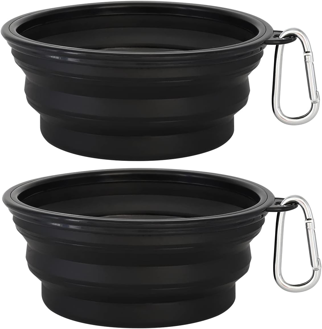 Kytely Large Collapsible Dog Bowls 2 Pack, 34oz Foldable Dog Travel Bowl, Portable Pet Water Food Bowl with Clasp, Pet Cat Feeding Cup Dish for Traveling, Walking, Hiking (Black+Blue) - Image 9