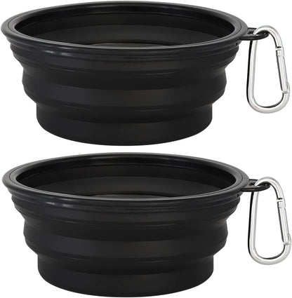 Kytely Large Collapsible Dog Bowls 2 Pack, 34oz Foldable Dog Travel Bowl, Portable Pet Water Food Bowl with Clasp, Pet Cat Feeding Cup Dish for Traveling, Walking, Hiking (Black+Blue) - Image 9